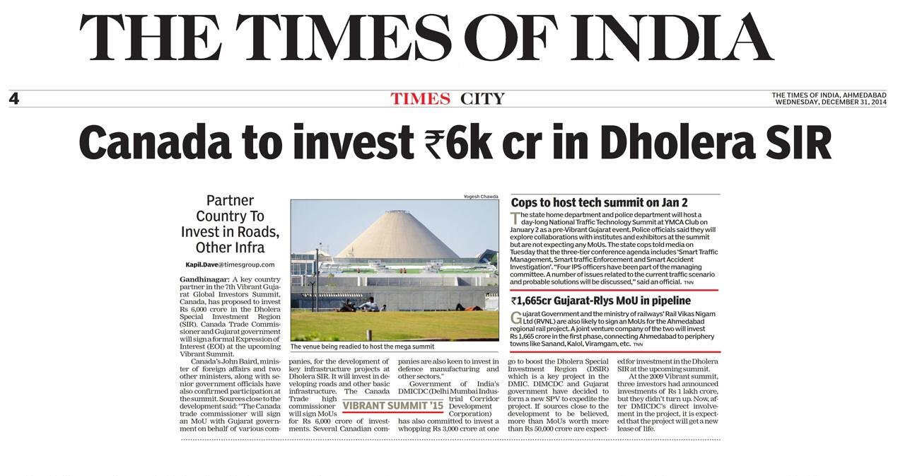 Canada to invest ₹6k cr in Dholera SIR