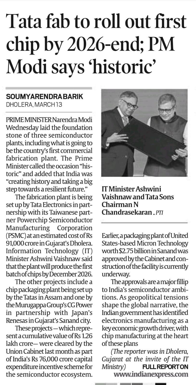 Tata fab to roll out first chip by 2026-end; PM Modi says ‘historic’