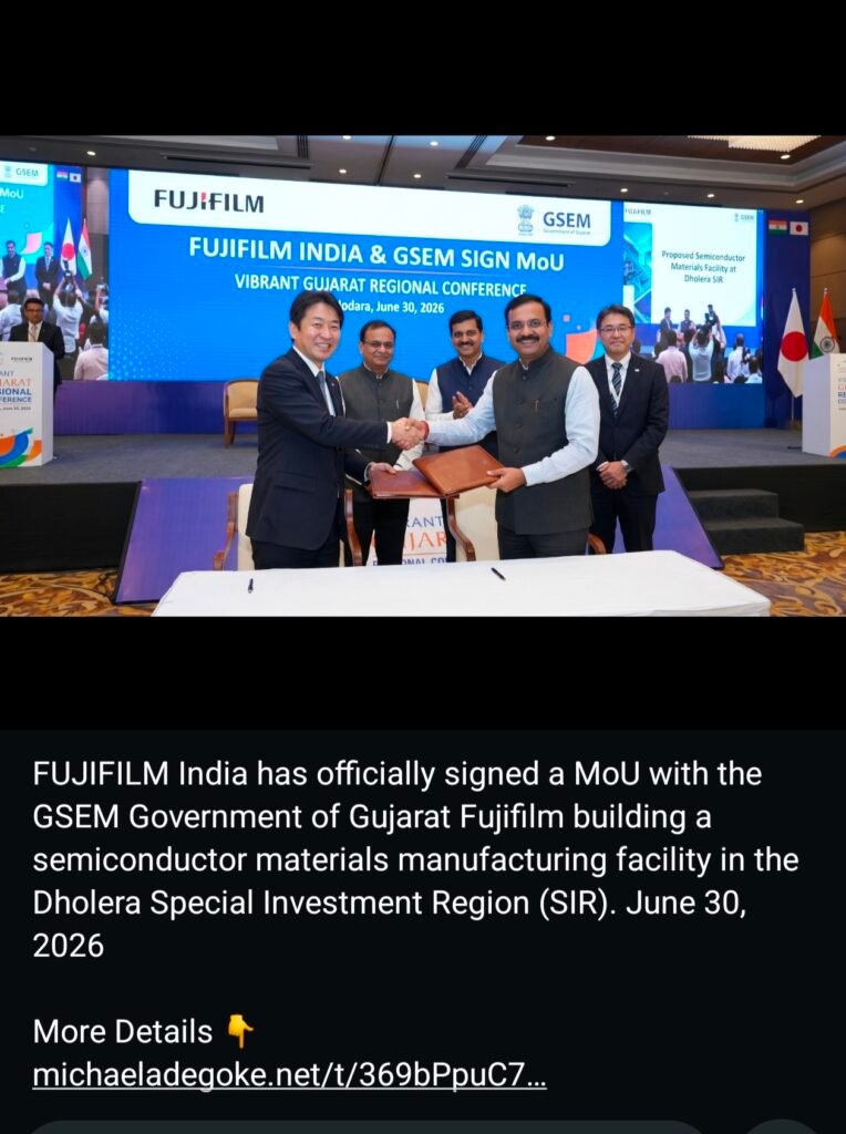 Japan’s FUJIFILM Corporation is investing ₹800 crore in phases to set up a semiconductor materials manufacturing plant in the Dholera Special Investment Region (SIR), Gujarat