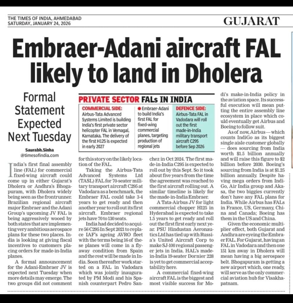 Adani Defence & Aerospace and Embraer have formed a strategic partnership to build an integrated regional transport aircraft ecosystem
